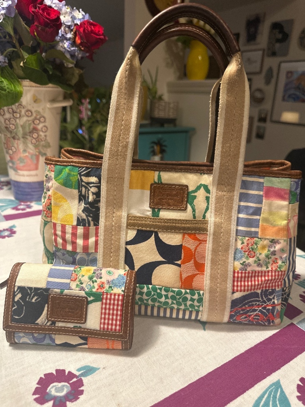 Vintage coach patchwork bag and wallet